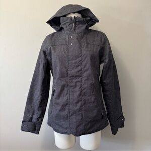 Burton Gray Ski Jacket with Hood and Zipper Small